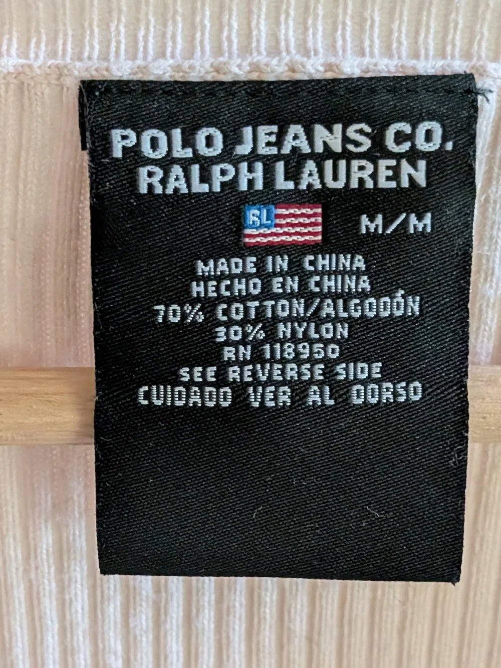 Vintage Polo Ralph Lauren Classic Neutral Long-sleeve V-neck Ribbed Tee Ivory